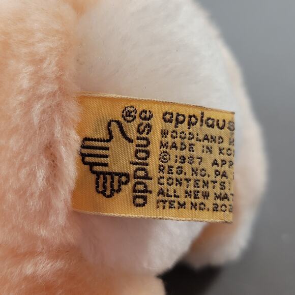 Vintage 1987 Applause Woodland Bunny Plush Rabbit 8" Peach White Stuffed Animal - Picture 5 of 12